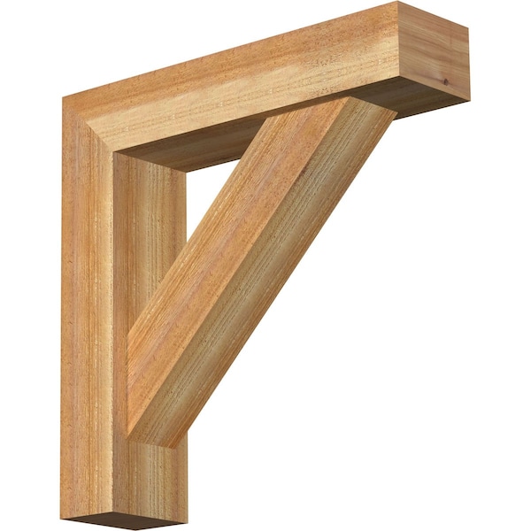 Ekena Millwork Traditional Block Rough Sawn Bracket w/ Offset Brace, Western Red Cedar, 6"W x 24"D x 24"H BKT0604X24X24TRA05RWR - main